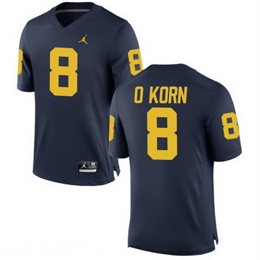 Michigan Wolverines Men's NCAA John O'Korn #8 Navy Alumni Game College Football Jersey CFO7749UN